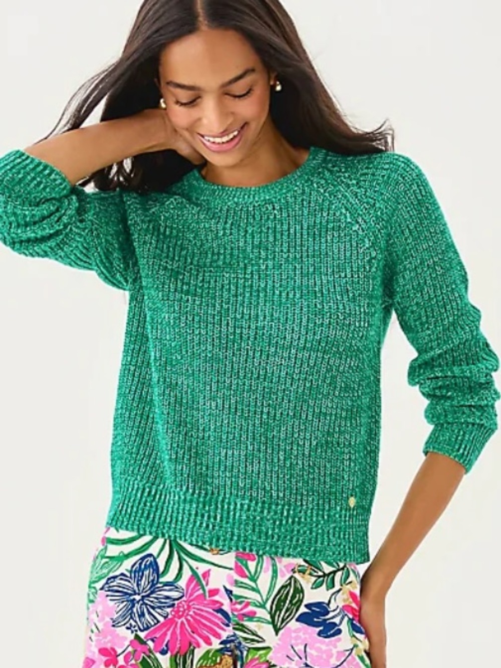 NWOT Lilly Pulitzer Belgrave Green Marled Crewneck Sweater